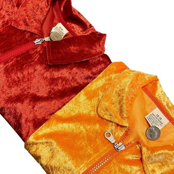 Red and Orange Velour Shirt Bundle Youth L + XL (Adult Small) - Picture 1 of 6
